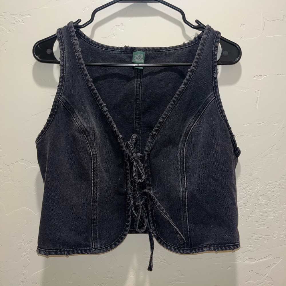 Wild Fable Black Lace-Up Crop Top